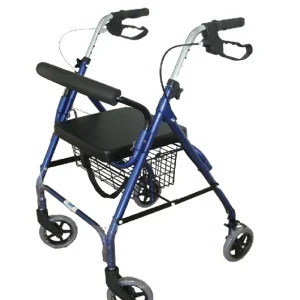 Andadera desarmable de aluminio 4 ruedas 6 pulg 120 kg Azul
