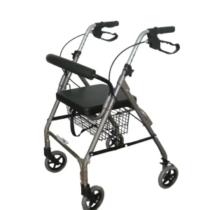 Andadera desarmable de aluminio 4 ruedas 6 pulg 120 kg Gris