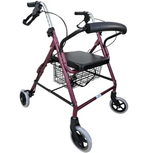Andadera desarmable de aluminio 4 ruedas 6 pulg 120 kg Rojo
